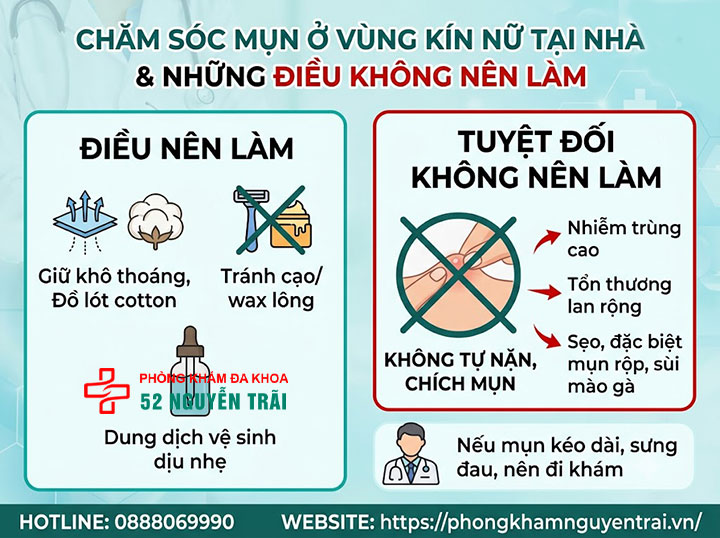 Mụn Ở Vùng Kín Nữ Có Nguy Hiểm Không? Bác Sĩ Giải Đáp 6 Chăm sóc Mụn Ở Vùng Kín Nữ tại nhà và những điều không nên làm