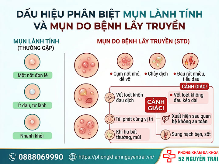 Mụn Ở Vùng Kín Nữ Có Nguy Hiểm Không? Bác Sĩ Giải Đáp 4 Dấu hiệu giúp phân biệt mụn lành tính và mụn do bệnh lây truyền