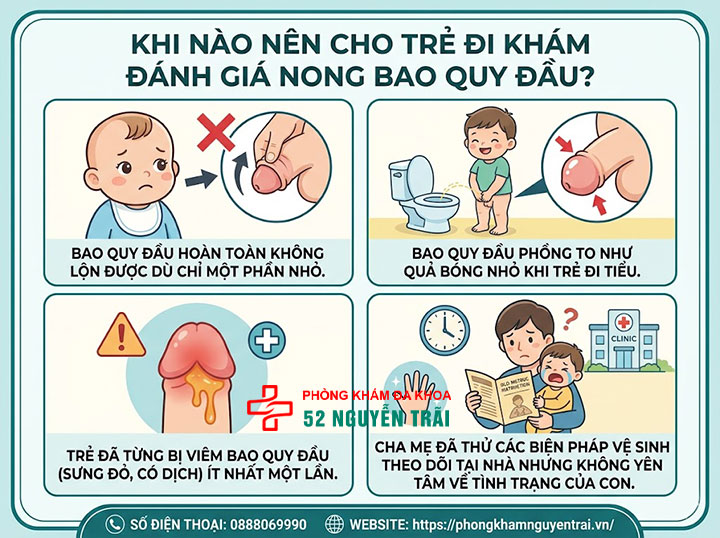 5 Sai Lầm Cha Mẹ Hay Mắc Khi Nong Bao Quy Đầu Cho Bé 4 Khi nào nên cho trẻ đi khám để bác sĩ đánh giá việc nong