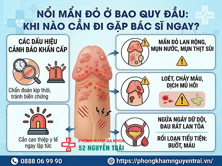 Nổi mẩn đỏ ở bao quy đầu: Khám ở đâu uy tín Hà Nội? 5 Nổi mẩn đỏ ở bao quy đầu Khi nào cần đi gặp bác sĩ