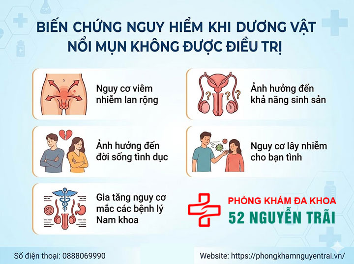 Dương vật nổi mụn: Nguyên nhân, dấu hiệu và cách chữa dứt điểm 3 Biến chứng nguy hiểm khi dương vật nổi mụn không được điều trị