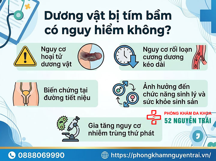 Dương vật bị tím: Nguyên nhân bầm tím và cách xử lý khẩn cấp 4 Dương vật bị tím bầm có nguy hiểm không?