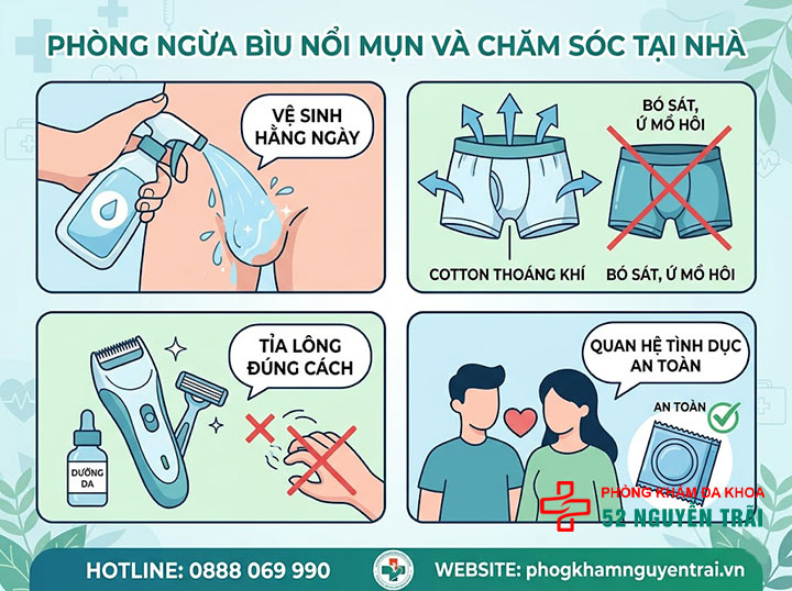 Bìu Nổi Mụn: Nguyên Nhân Và Khi Nào Cần Đi Khám 6 Phòng ngừa bìu nổi mụn và chăm sóc tại nhà