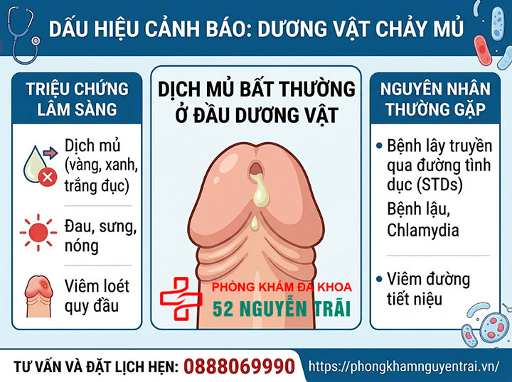Dương vật chảy mủ: Nguyên nhân, biến chứng và cách điều trị 1 Triệu chứng dương vật chảy mủ