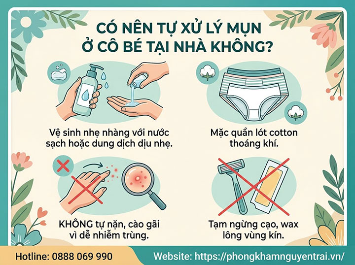 Nổi Mụn Ở Cô Bé: Nguyên Nhân Và Cách Xử Lý 5 Có nên tự xử lý mụn ở cô bé tại nhà không?