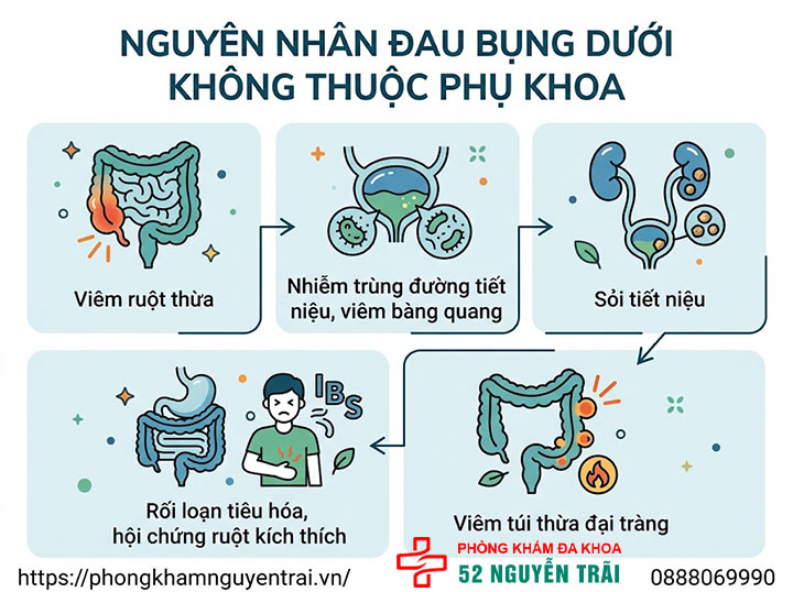 Đau Bụng Dưới Ở Phụ Nữ: Nguyên Nhân Và Cách Xử Lý 3 Nguyên nhân đau bụng dưới không thuộc phụ khoa