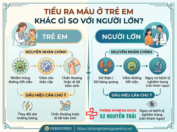 Tiểu Ra Máu: Khi Nào Lành Tính, Khi Nào Nguy Hiểm? 5 Tiểu ra máu ở trẻ em khác gì so với người lớn?