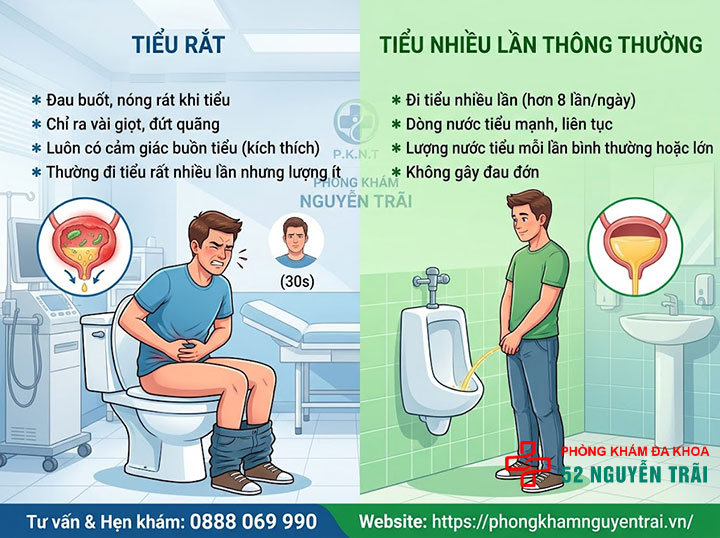 Tiểu Rắt Là Gì? Nguyên Nhân Và Cách Điều Trị Hiệu Quả 1 Tiểu rắt khác gì với tiểu nhiều lần thông thường?