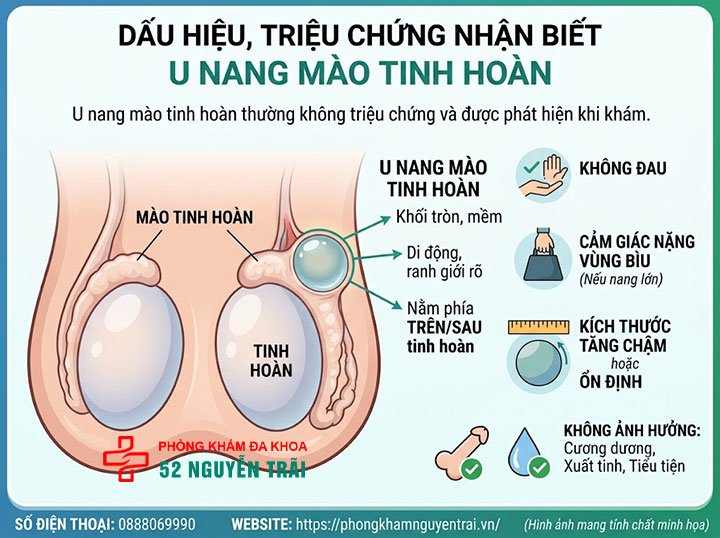 U Nang Tinh Hoàn Là Gì? Nguyên Nhân Và Cách Điều Trị 3 Dấu hiệu, triệu chứng nhận biết u nang tinh hoàn