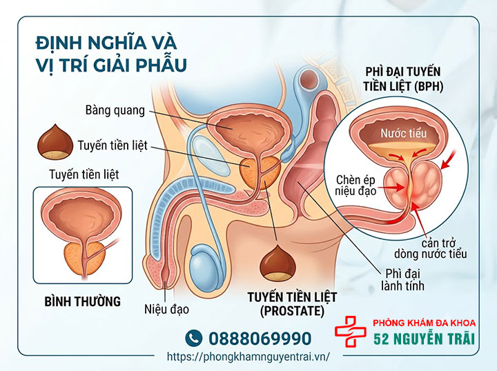 Phì đại tuyến tiền liệt là gì? Nguyên nhân, triệu chứng 2 Định nghĩa và vị trí giải phẫu tuyến tiền liệt
