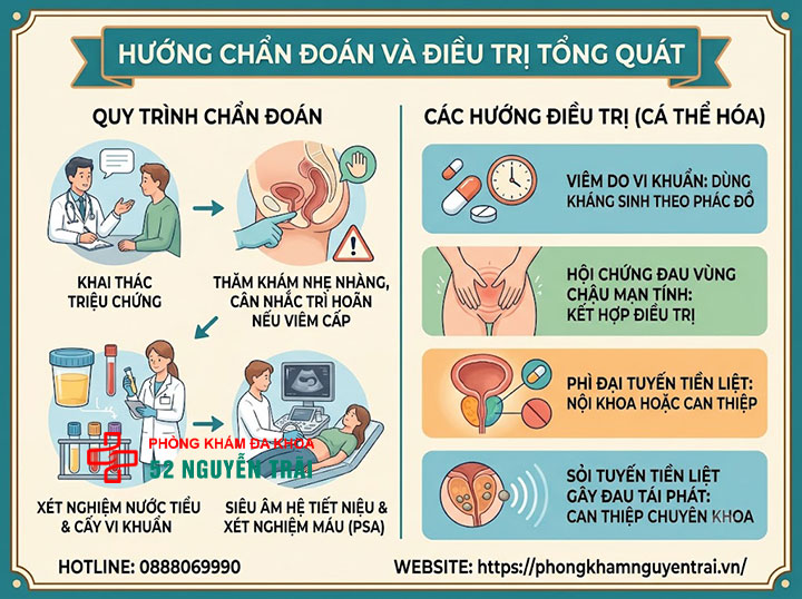 Đau tuyến tiền liệt là bệnh gì? Nguyên nhân, cách xử lý 6 Hướng chẩn đoán và điều trị tổng quát