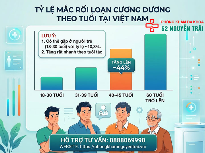 Rối loạn cương dương là gì? Nguyên nhân, cách điều trị 3 Tỷ lệ mắc rối loạn cương dương, độ tuổi thường gặp tại Việt Nam