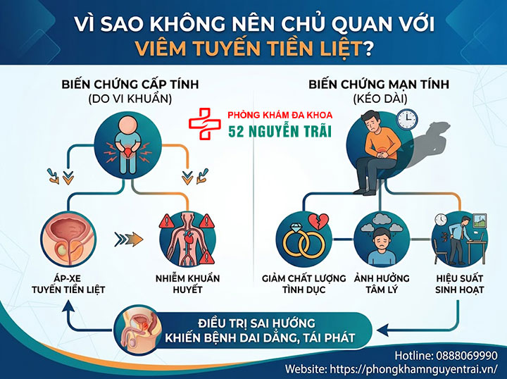 Viêm tuyến tiền liệt là gì? Phân loại và nguy cơ mắc bệnh 5 Vì sao không nên chủ quan với viêm tuyến tiền liệt?