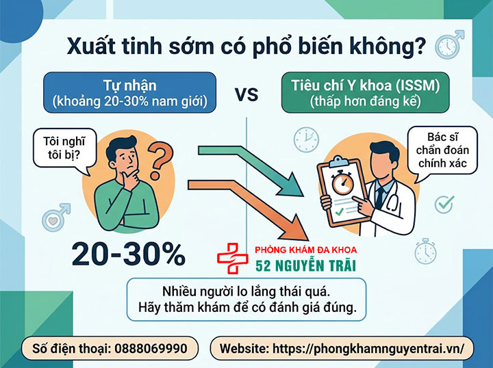 Xuất tinh sớm là gì? Nguyên nhân, phân loại chi tiết 7 Xuất tinh sớm có phổ biến không? Tỷ lệ nam giới mắc