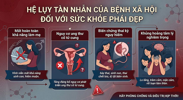 Sàng lọc bệnh xã hội ở nữ: an toàn, siêu tốc – bảo mật tuyệt đối 100% 4 Hệ lụy tàn nhẫn của bệnh xã hội đối với sức khỏe phái đẹp