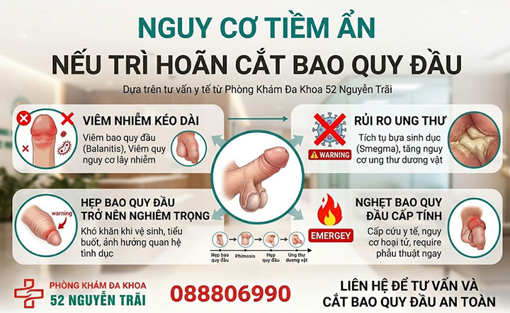 Nguy cơ tiềm ẩn nếu trì hoãn cắt bao quy đầu