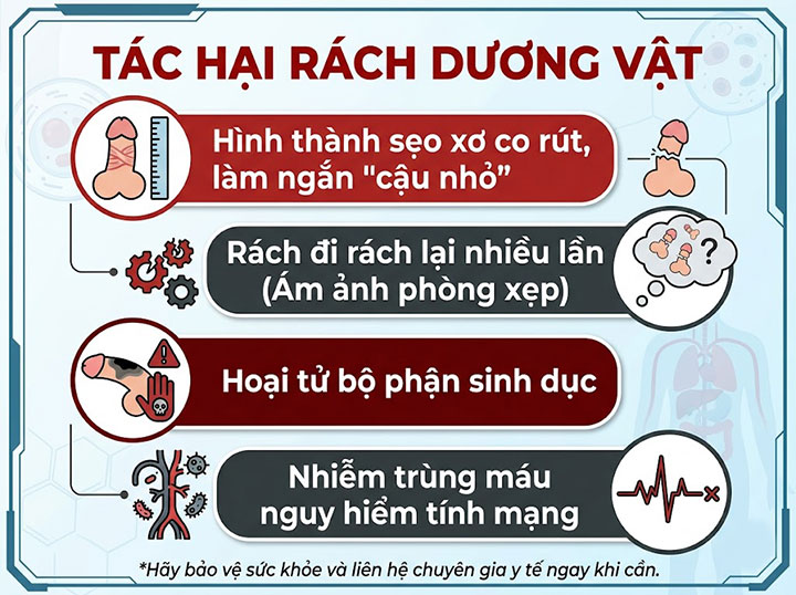 Rách dương vật, rách bao quy đầu: sự cố phòng the nguy hiểm – xử lý khẩn cấp tránh sẹo co rút, liệt dương! 4 Tác hại Rách dương vật