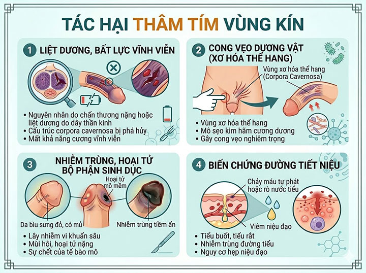 Dương vật bị thâm tím: dấu hiệu tụ máu nguy hiểm – xử lý ngay trước khi quá muộn! 5 Tác hại thâm tím vùng kín