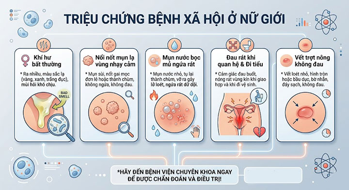 Sàng lọc bệnh xã hội ở nữ: an toàn, siêu tốc – bảo mật tuyệt đối 100% 2 Triệu chứng bệnh xã hội ở nữ