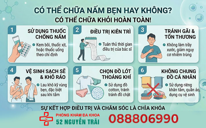 Nấm bẹn do đâu? Cách phòng ngừa và điều trị dứt điểm 5 Có thể chữa nấm bẹn hay không?