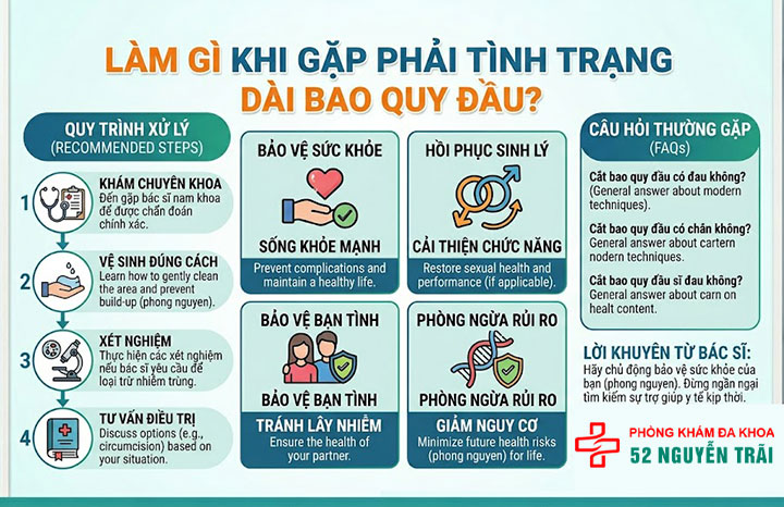 Bị dài bao quy đầu có sao không? Nguyên nhân & cách xử lý 3 Làm gì khi bị gặp phải tình trạng dài bao quy đầu