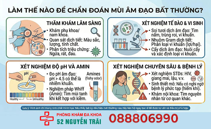 Vùng kín có mùi do đâu? Cách điều trị an toàn, hiệu quả 6 Làm thế nào để chẩn đoán mùi âm đạo bất thường