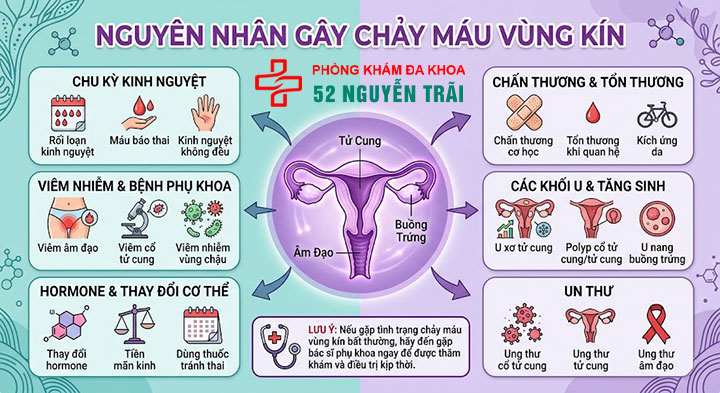 Chảy máu vùng kín là dấu hiệu gì? Nguyên nhân và cách chữa 2 Nguyên nhân gây chảy máu vùng kín