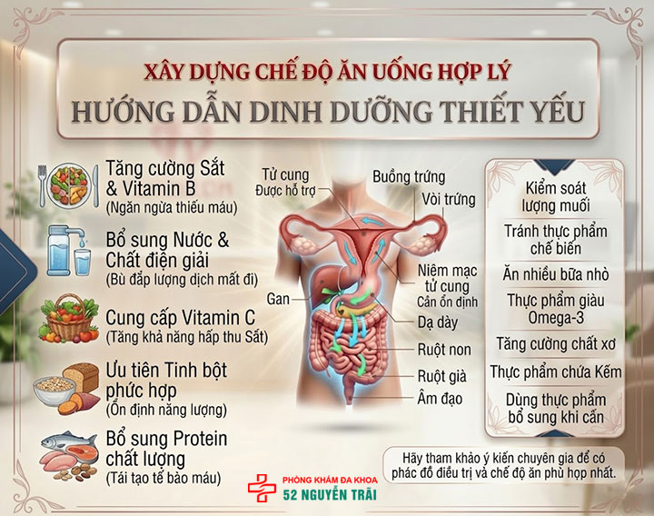 Kinh nguyệt kéo dài, Nguyên nhân, Cách chữa 8 Xây dựng chế độ ăn uống hợp lý