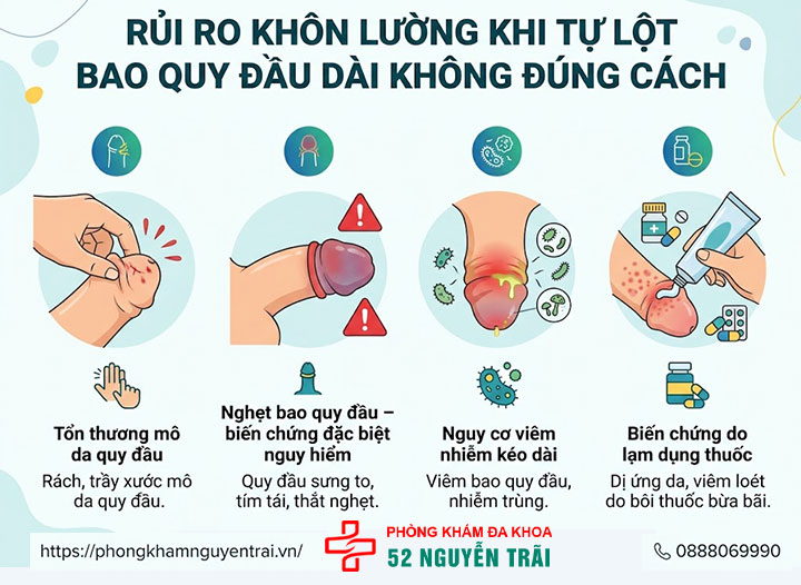 Cách khắc phục dài bao quy đầu tại nhà và cảnh báo từ bác sĩ 5 Rủi ro khôn lường khi tự lột bao quy đầu dài không đúng cách