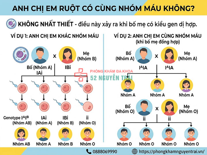 Di truyền nhóm máu: Con giống bố hay mẹ? Bảng tính 7 Anh chị em ruột có cùng nhóm máu không?
