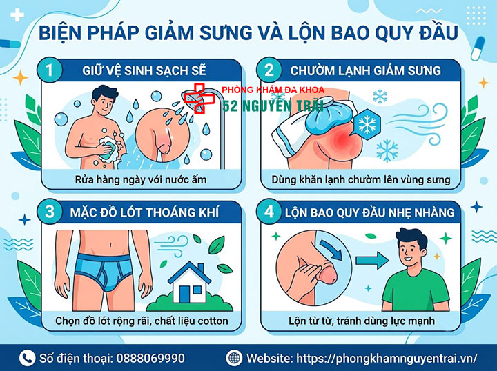 Cách chữa nghẹt bao quy đầu tại nhà: Cảnh báo từ chuyên gia 10 Ảnh minh hoạ: Biện pháp giảm sưng và lộn bao quy đầu