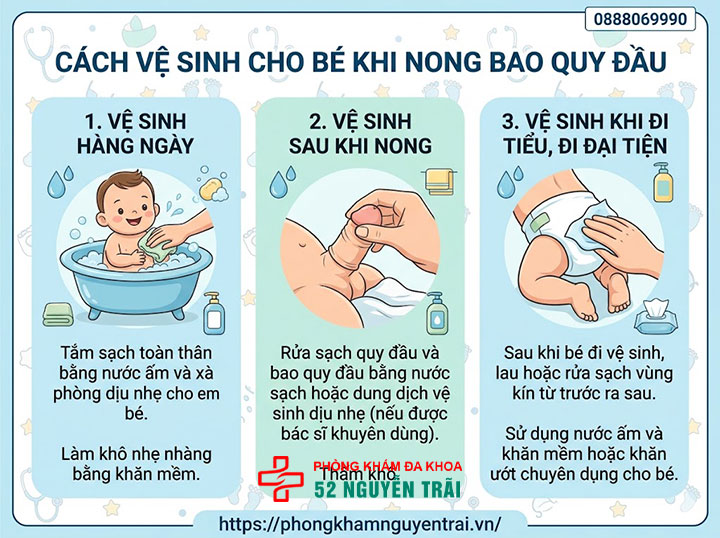 Chăm Sóc Trẻ Sau Khi Nong Bao Quy Đầu Đúng Cách 3 Cách vệ sinh cho bé trong quá trình nong bao quy đầu