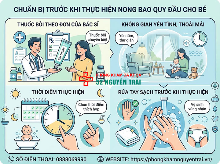 Hướng Dẫn Cách Nong Bao Quy Đầu Cho Bé Tại Nhà Từng Bước 2 Chuẩn bị trước khi thực hiện nong bao quy đầu
