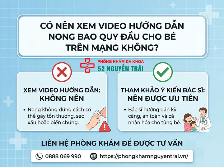 Hình Ảnh Sau Khi Nong Bao Quy Đầu: Cha Mẹ Cần Biết Gì? 6 Có nên xem video hướng dẫn nong bao quy đầu cho bé trên mạng không?