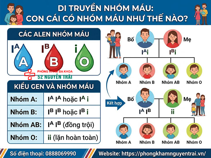 Sơ đồ cho nhận nhóm máu: Nhóm nào truyền được cho nhóm nào? 9 Di truyền nhóm máu: Con cái có nhóm máu như thế nào?