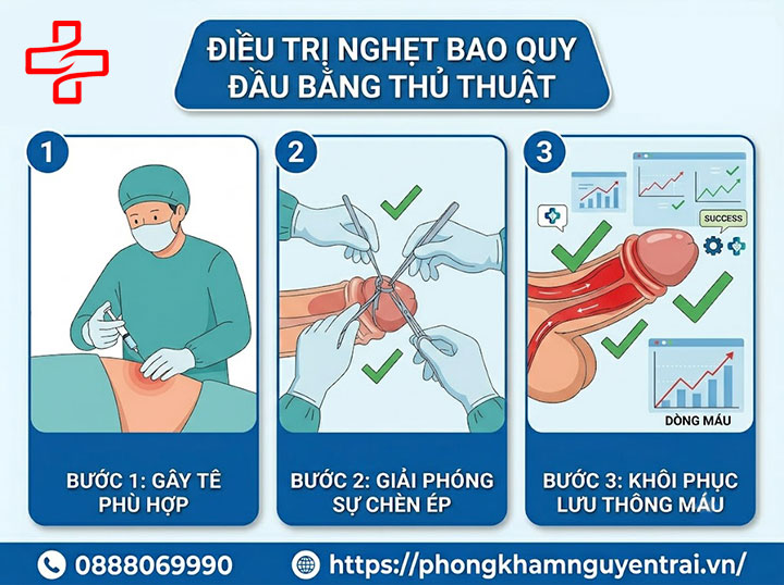 Nghẹt bao quy đầu ở trẻ em và người lớn: Dấu hiệu nguy hiểm cần biết 8 Điều trị nghẹt bao quy đầu bằng thủ thuật