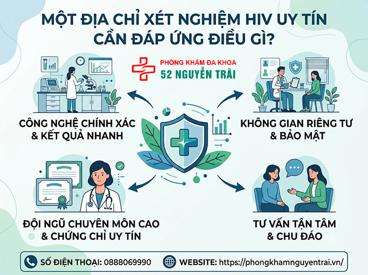 Xét nghiệm HIV ở đâu uy tín tại Hà Nội? PK 52 Nguyễn Trãi. 1 Một địa chỉ xét nghiệm HIV uy tín cần đáp ứng điều gì?