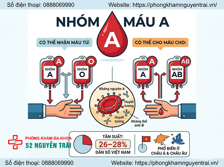 Các nhóm máu: Hệ A,B,O,AB phân loại và ý nghĩa 2 Nhóm máu A