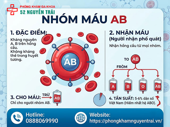 Các nhóm máu: Hệ A,B,O,AB phân loại và ý nghĩa 5 Nhóm máu AB