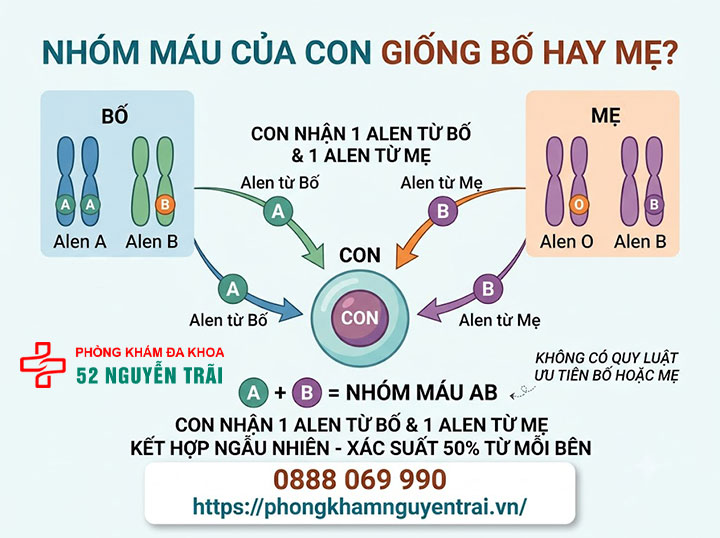 Di truyền nhóm máu: Con giống bố hay mẹ? Bảng tính 8 Nhóm máu của con giống bố hay mẹ?