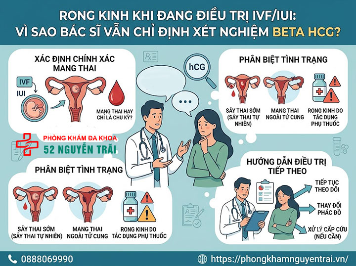 Xét nghiệm Beta HCG trong IVF, IUI: Bác sĩ giải thích 5 Rong kinh khi đang điều trị IVF/IUI: vì sao bác sĩ vẫn chỉ định xét nghiệm Beta HCG?