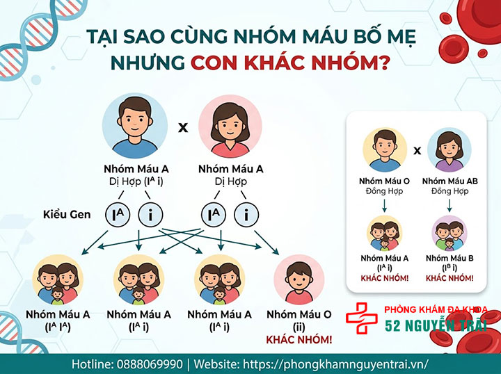 Di truyền nhóm máu: Con giống bố hay mẹ? Bảng tính 1 Tại sao cùng nhóm máu nhưng có thể cho ra con khác nhóm?