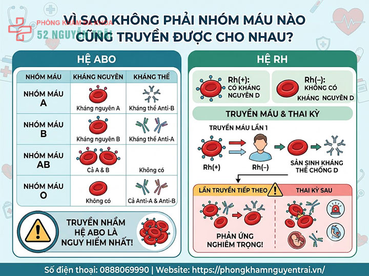 Sơ đồ cho nhận nhóm máu: Nhóm nào truyền được cho nhóm nào? 1 Vì sao không phải nhóm máu nào cũng truyền được cho nhau?