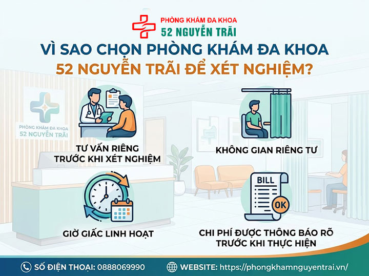 Xét nghiệm HIV ở đâu uy tín tại Hà Nội? PK 52 Nguyễn Trãi. 4 Vì sao nhiều người ở Hà Nội chọn xét nghiệm tại Phòng khám Đa khoa 52 Nguyễn Trãi?
