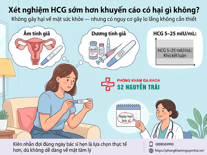 Sau quan hệ bao lâu xét nghiệm Beta HCG chính xác? 8 Xét nghiệm HCG sớm hơn khuyến cáo có hại gì không?