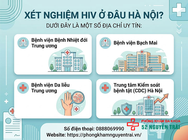 Xét nghiệm HIV ở đâu uy tín tại Hà Nội? PK 52 Nguyễn Trãi. 2 Xét nghiệm HIV ở đâu Hà Nội?