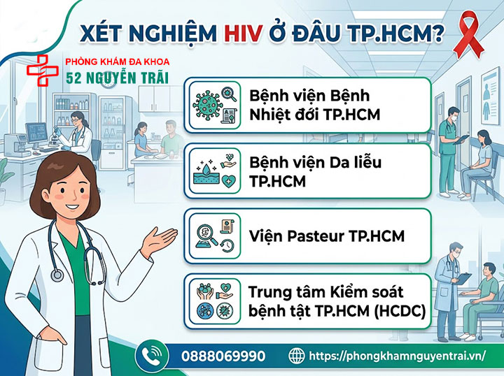 Xét nghiệm HIV ở đâu uy tín tại Hà Nội? PK 52 Nguyễn Trãi. 5 Xét nghiệm HIV ở đâu TP.HCM?