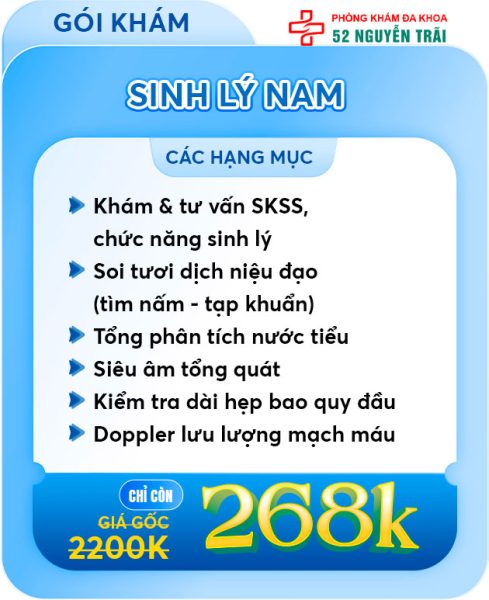 Ưu Đãi Tháng 7/2025 Phòng Khám Đa Khoa 52 Nguyễn Trãi 4 Gói khám sinh lý nam