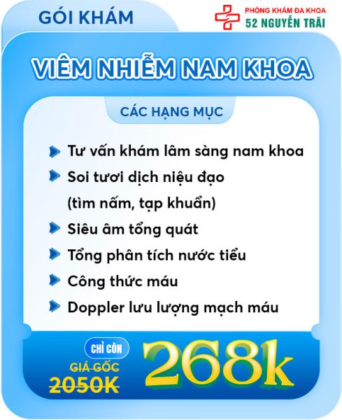 Ưu Đãi Tháng 7/2025 Phòng Khám Đa Khoa 52 Nguyễn Trãi 2 Gói khám viêm nhiễm nam khoa