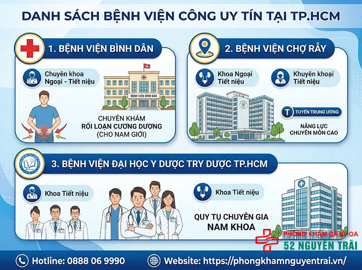 Khám Liệt Dương Ở Đâu? Địa Chỉ Uy Tín Hà Nội, TP.HCM 3 Bệnh viện công uy tín tại TP.HCM